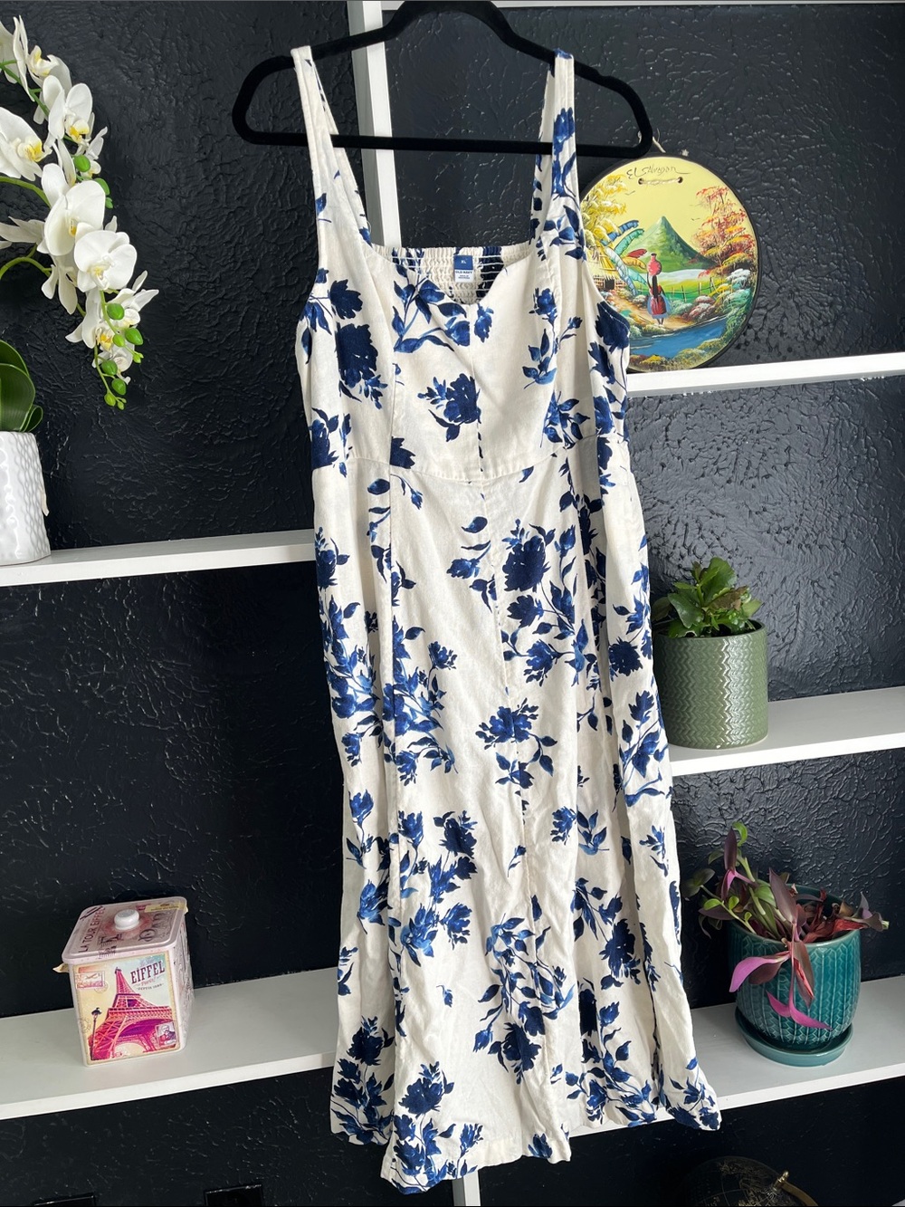 Blue Floral White Sundress - Women XL